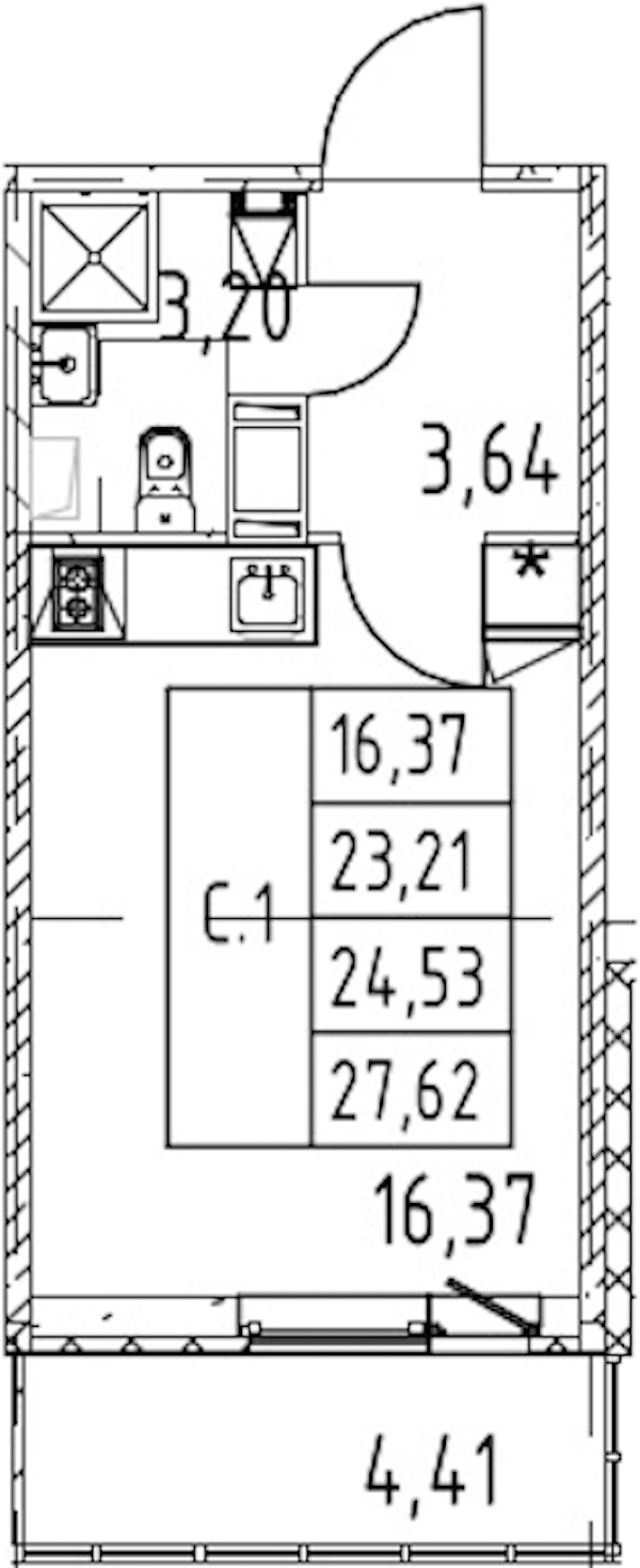 Квартира студия 23.21 м², 8/12 эт., ЖК «Полис ЛАВрики»